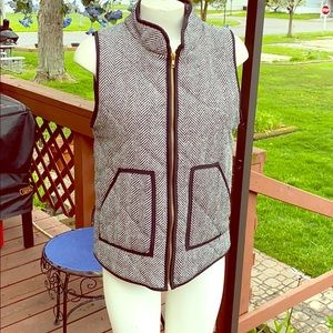 J Crew Quilted vest black and white chevron